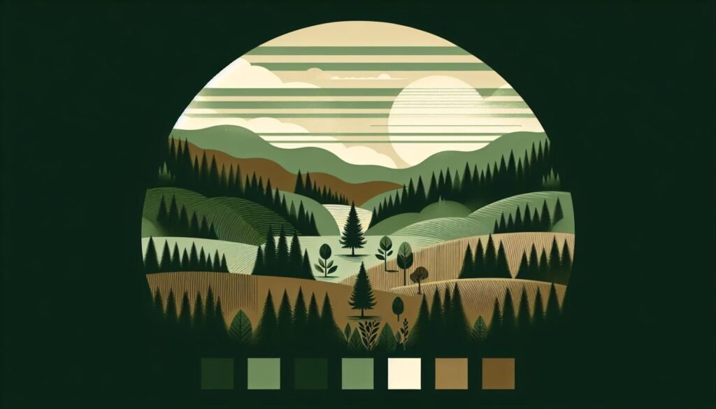 Forêt et collines boisées en médaillon